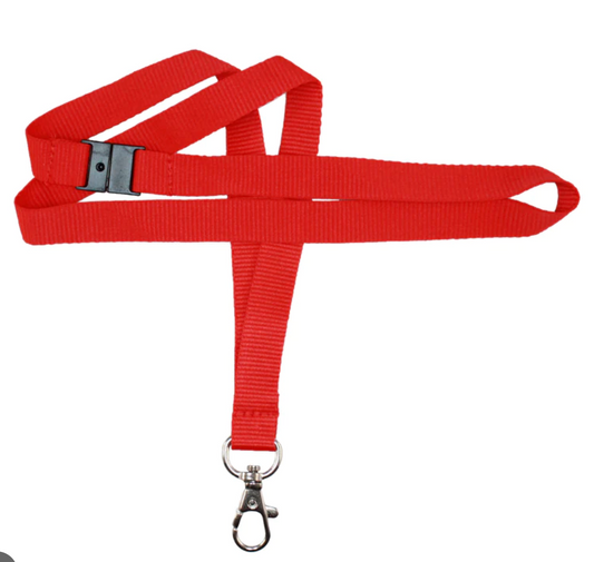 Lanyard Prem Red Contractor BAway & Dog Hook 15mm (100 Pack)