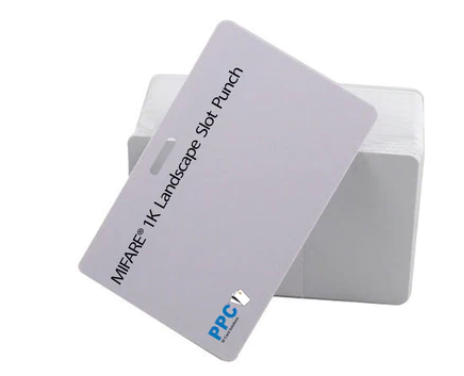 Cards .76mm PVC MIFARE 1K White Landscape Slot (100 Pack)