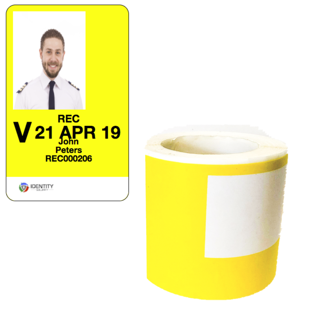 Aviation Compliant  Visitor Pass/ Labels/Stickers - Yellow Labels